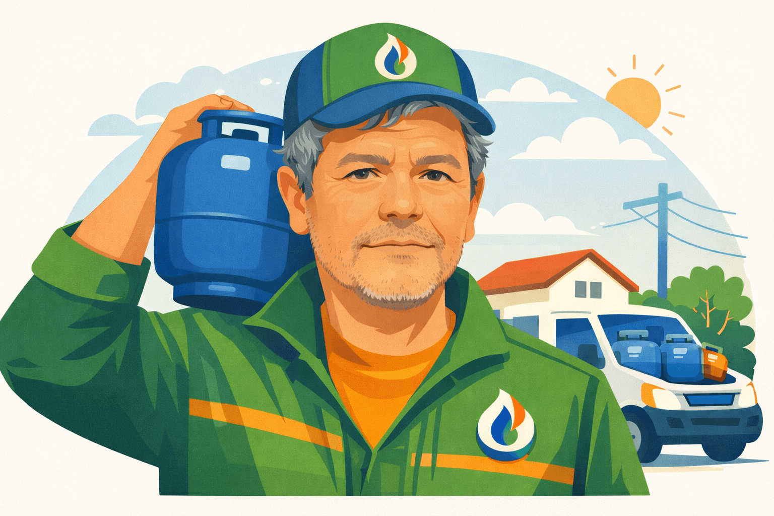 Entrega tradicional de gás